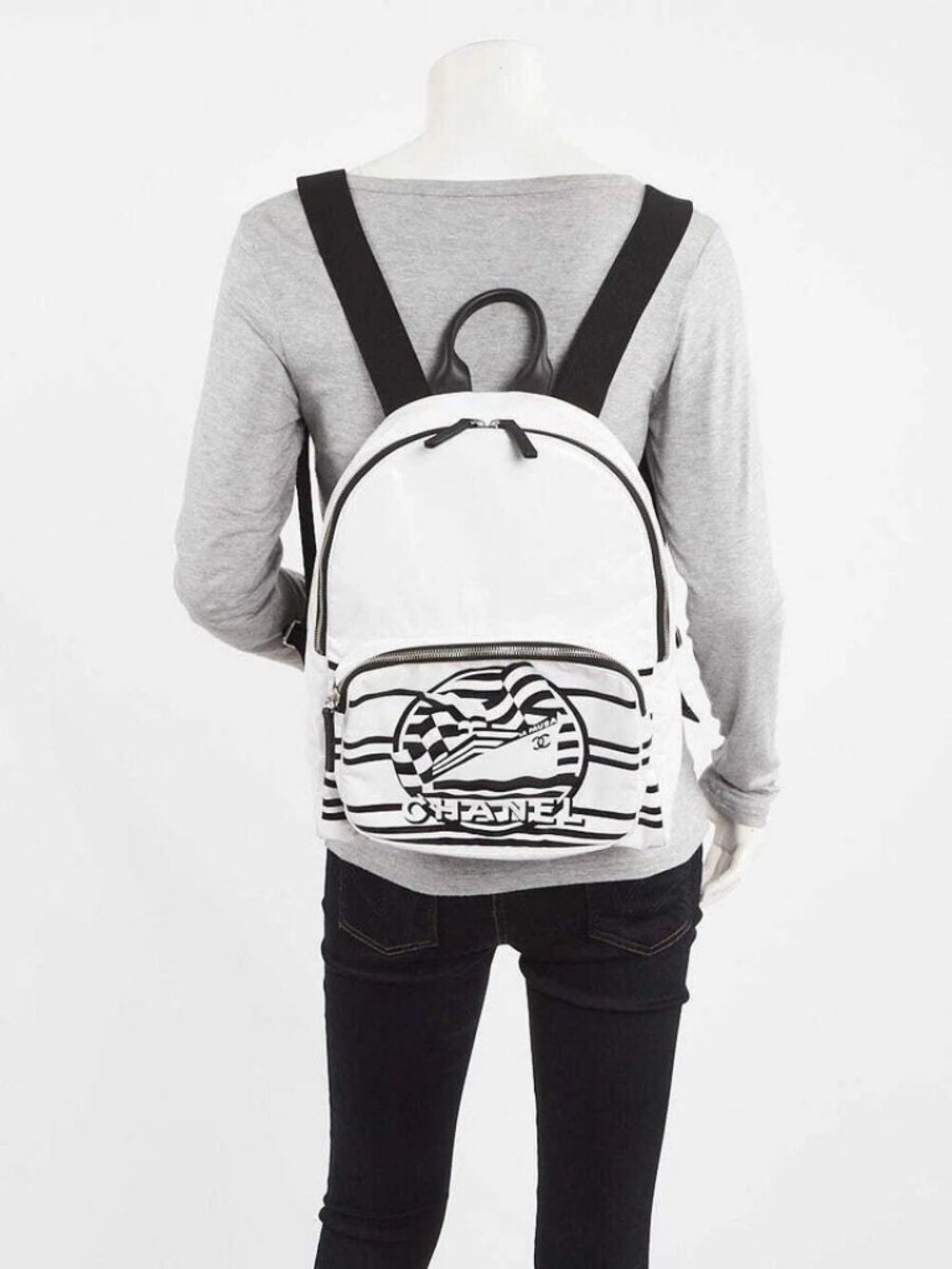 Chanel White Vinyl La Pausa Backpack Bag